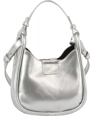 Glossy 2-way Satchel Crossbody Bag GL-0177-M SILVER